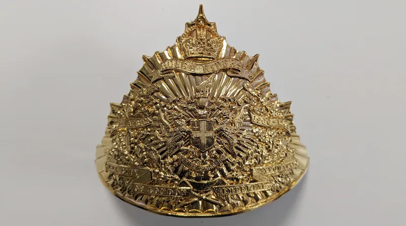 British Helmet Brass Plate. 3D scanning engraving sample