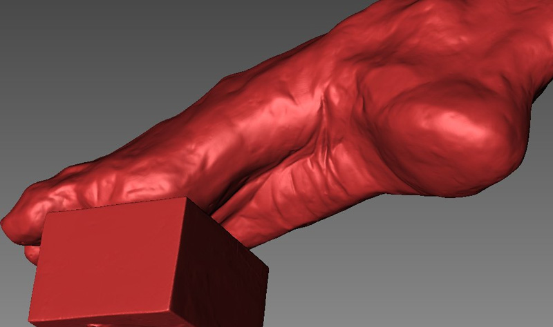 Clay foot 3d scanning, bottom view