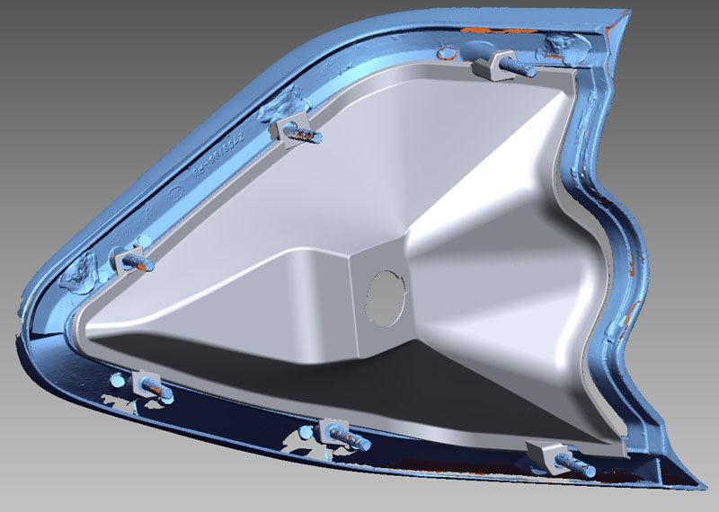 Headlight STL (base) Vs. Reverse Engineering (Aligned cover) Headlight reverse engineering