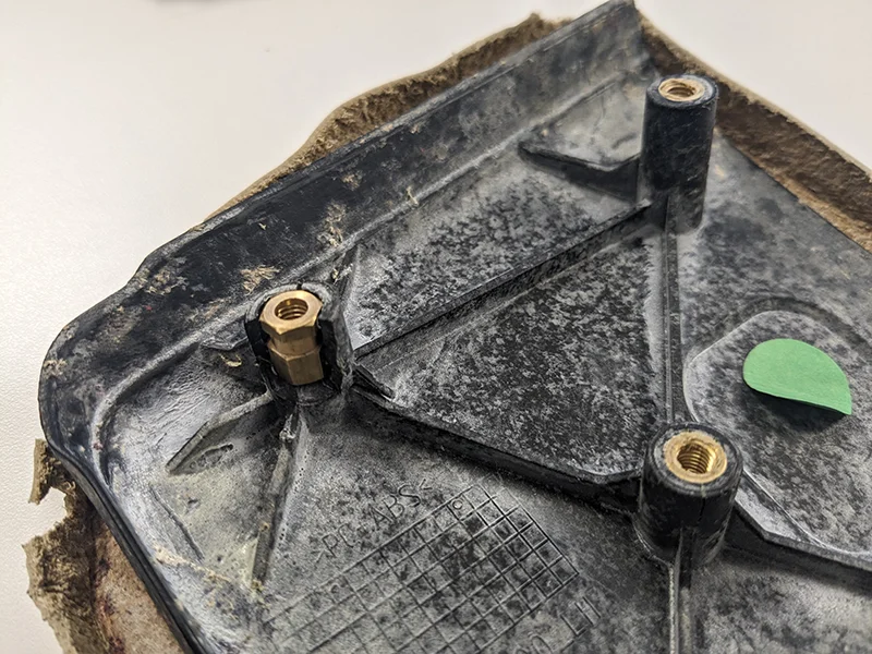 Broken boss (Close up) Example of Reverse engineering