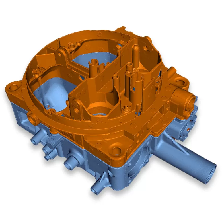 carburettor halves 3D scanning