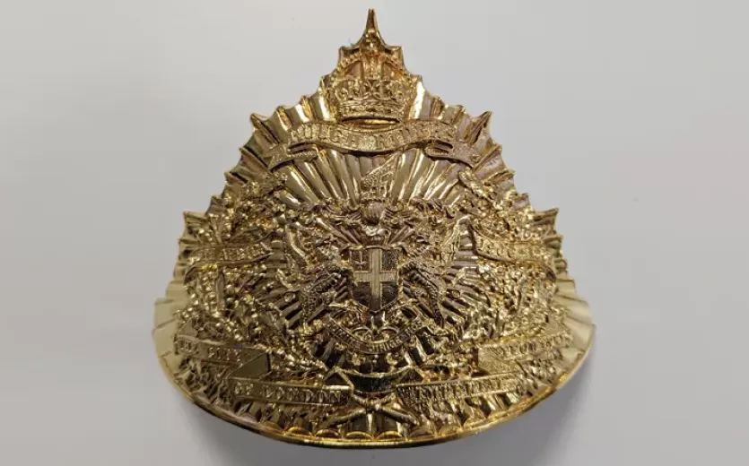 British Helmet Brass Plate. 3D scanning engraving sample