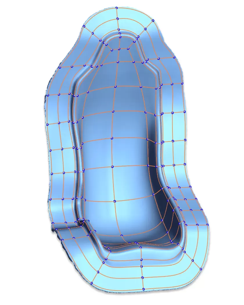 sport car seat splines 3d layout