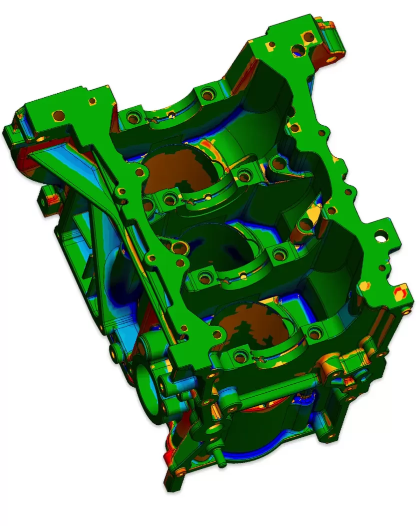 engine block deviation mesh vs CAD
